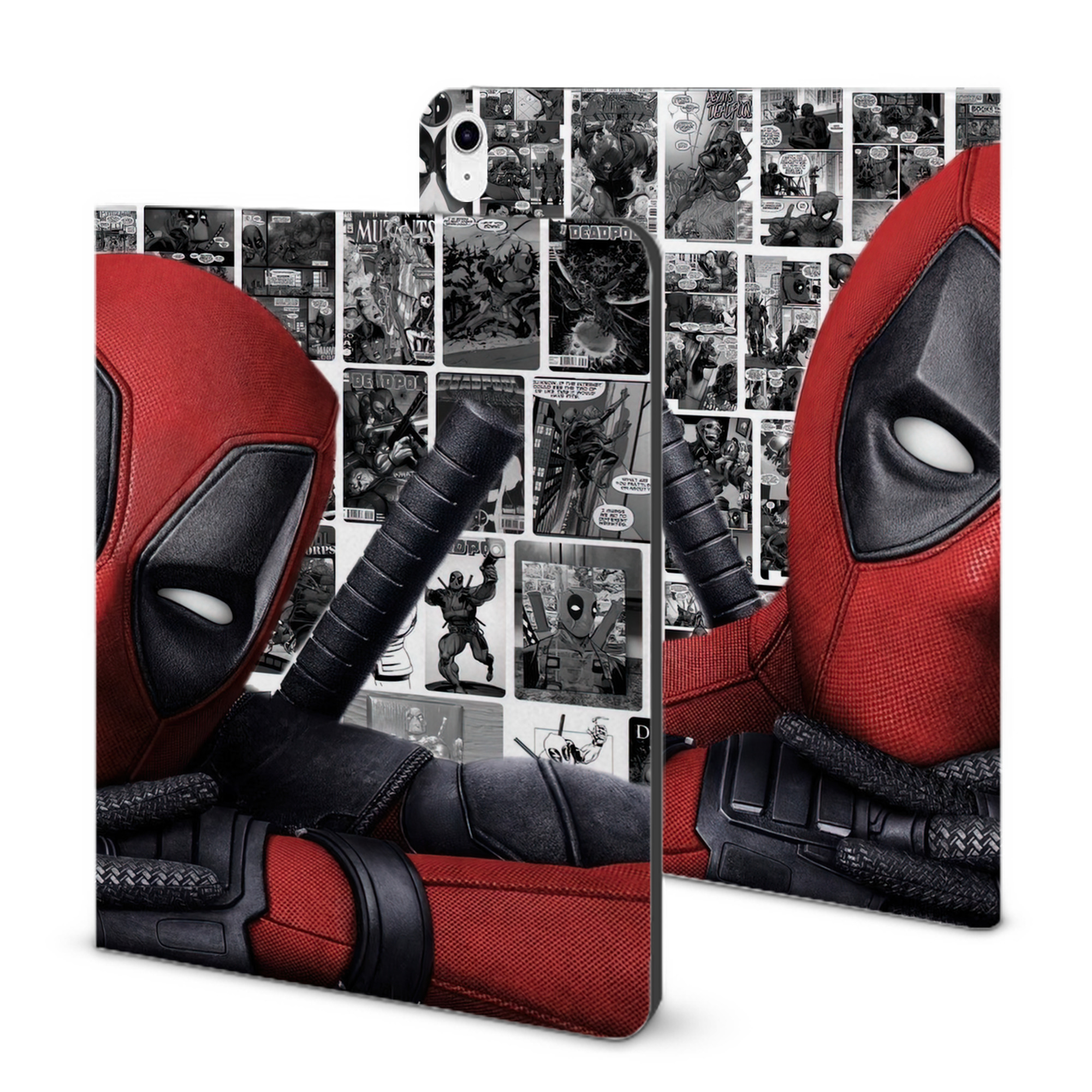 （画像用） Deadpool デッドプール IPad ケース ブック型 PUレザー TPU 耐衝撃 軽量 薄型 ペン収納なし 全面保護 IPad 各モデル対応